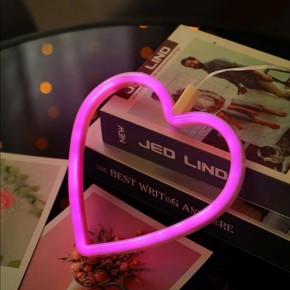 Heart led light neon pink home decor room womens girls love - Picture 4 of 4